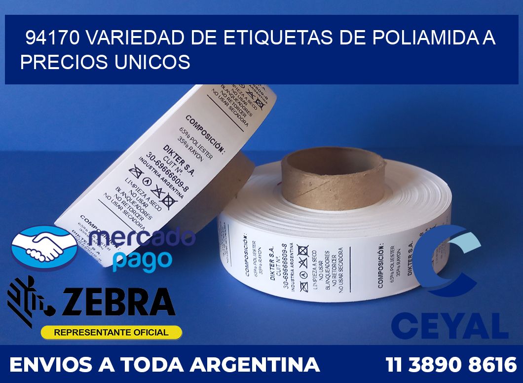 94170 VARIEDAD DE ETIQUETAS DE POLIAMIDA A PRECIOS UNICOS