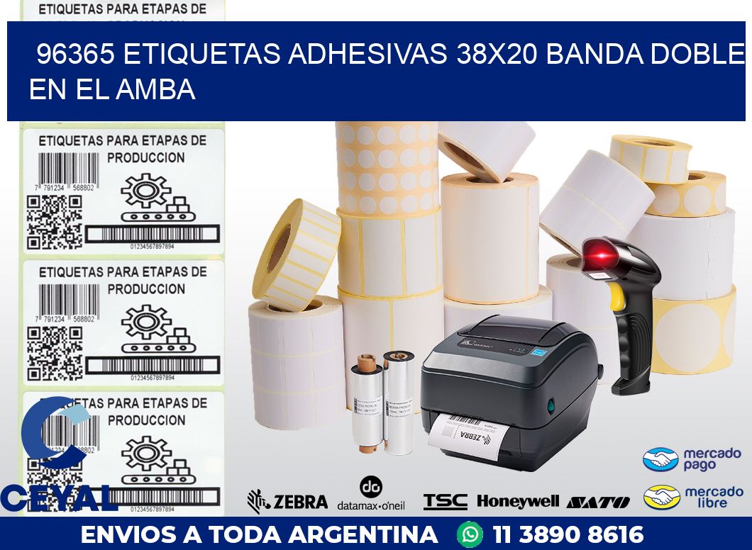 96365 ETIQUETAS ADHESIVAS 38X20 BANDA DOBLE EN EL AMBA