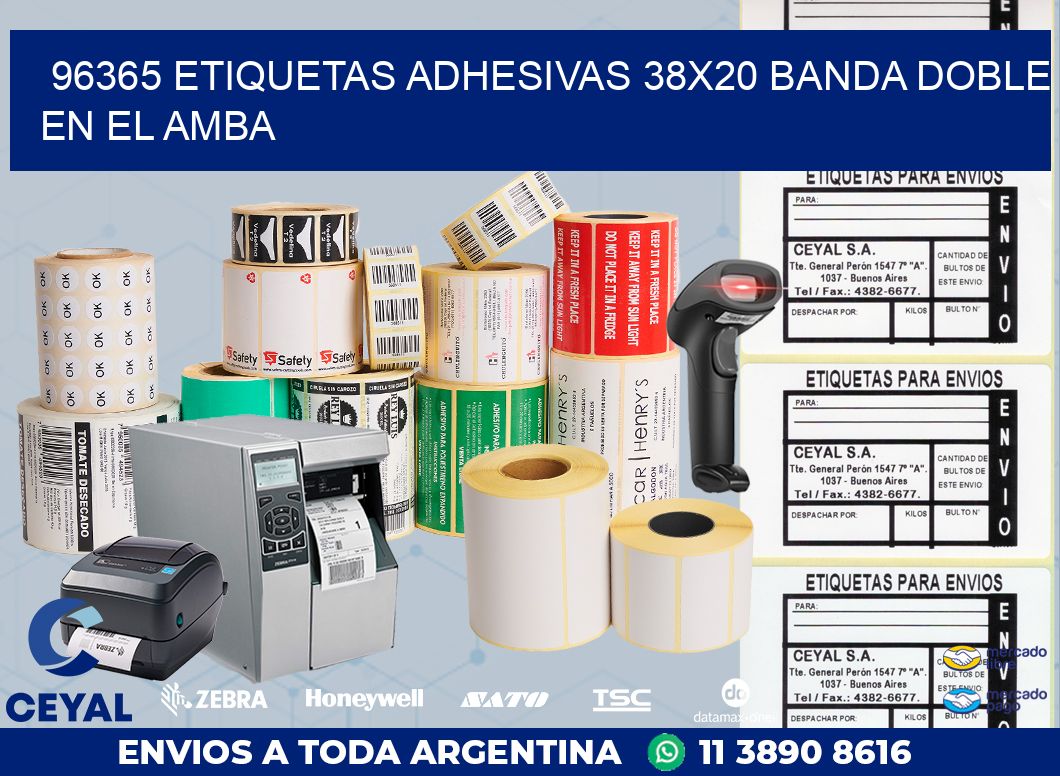 96365 ETIQUETAS ADHESIVAS 38X20 BANDA DOBLE EN EL AMBA