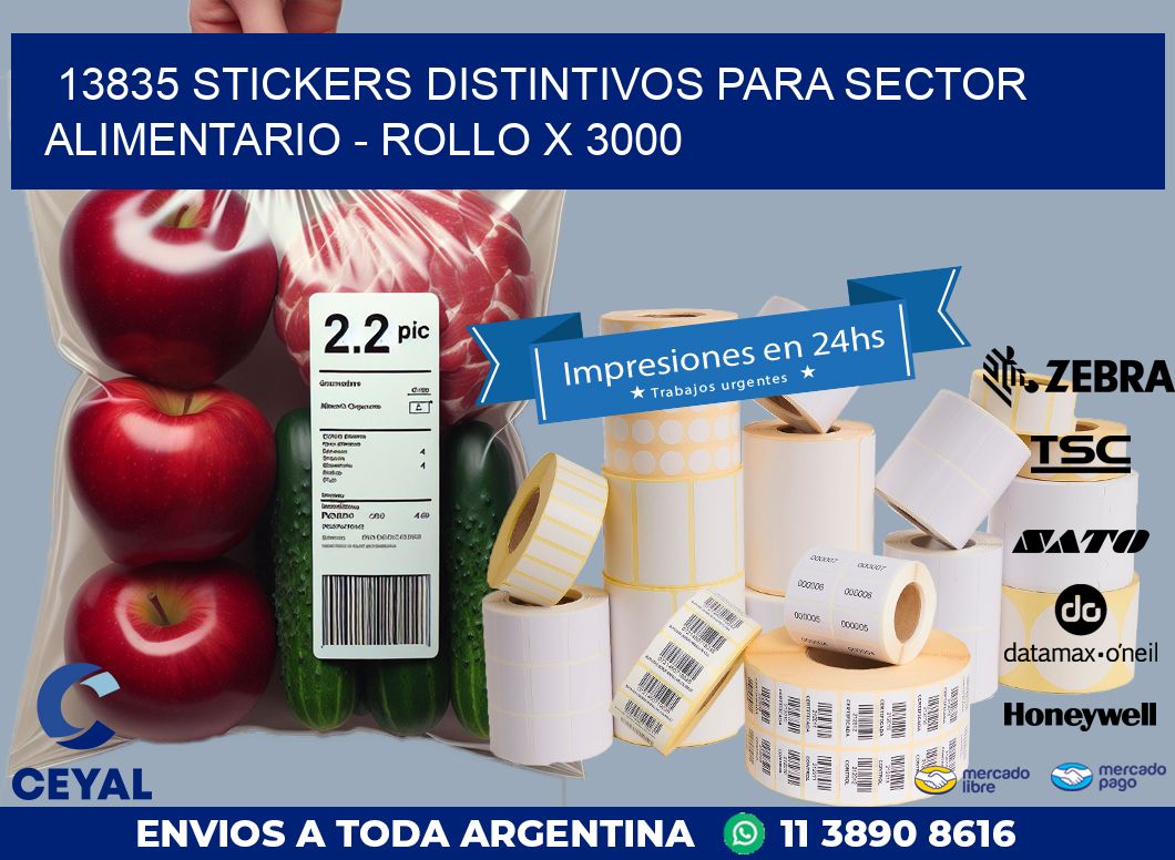 13835 STICKERS DISTINTIVOS PARA SECTOR ALIMENTARIO - ROLLO X 3000