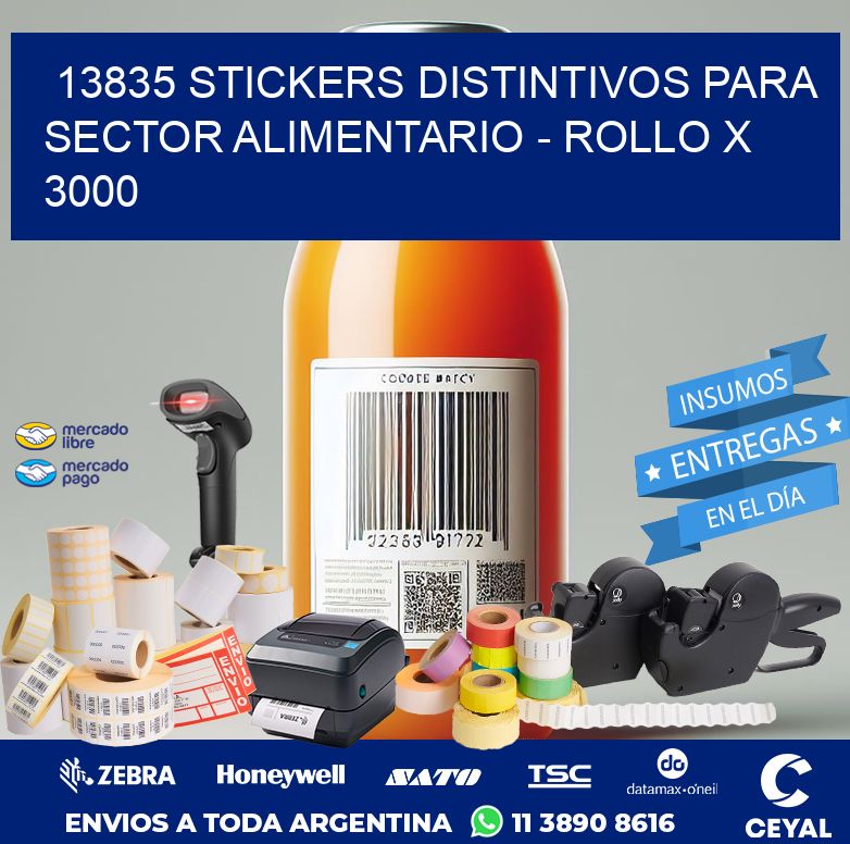 13835 STICKERS DISTINTIVOS PARA SECTOR ALIMENTARIO - ROLLO X 3000