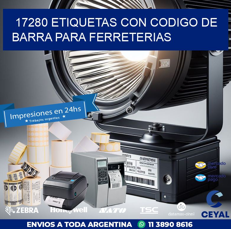 17280 ETIQUETAS CON CODIGO DE BARRA PARA FERRETERIAS