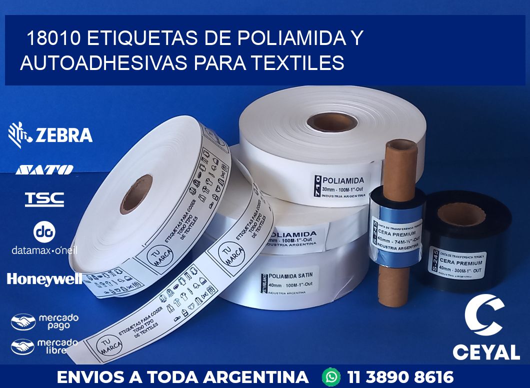 18010 ETIQUETAS DE POLIAMIDA Y AUTOADHESIVAS PARA TEXTILES