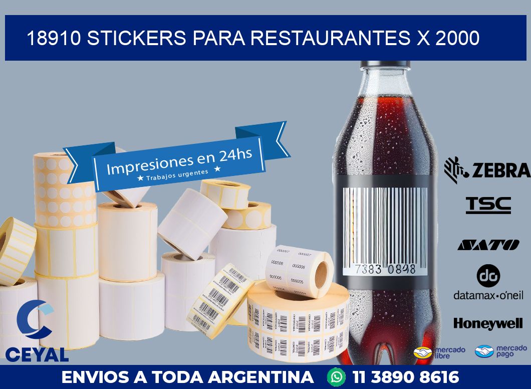18910 STICKERS PARA RESTAURANTES X 2000