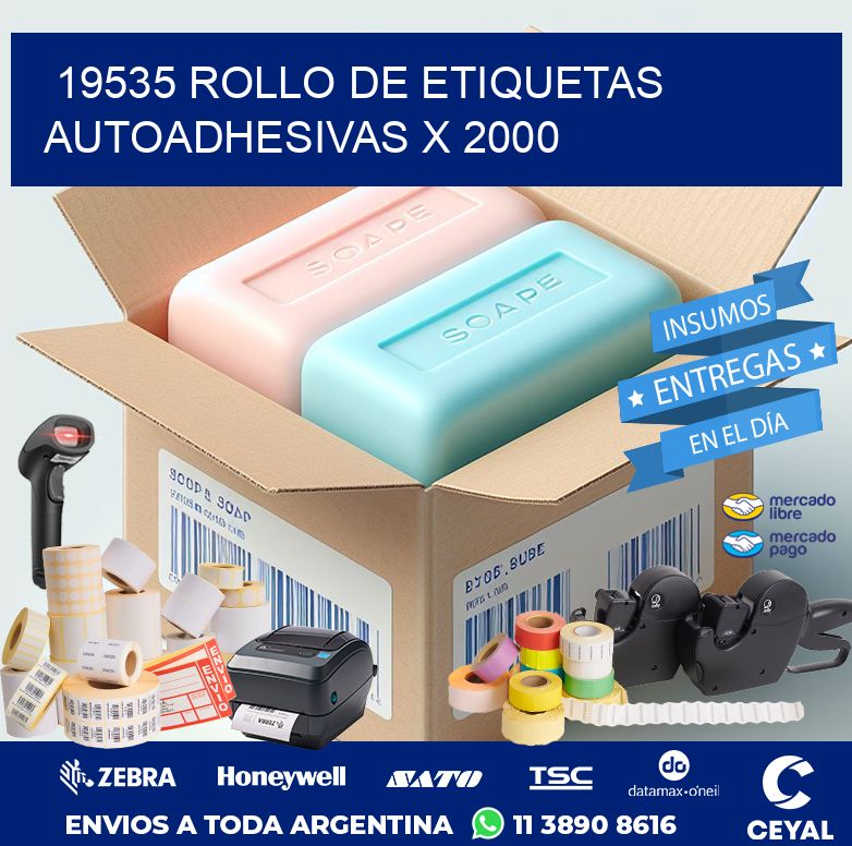 19535 ROLLO DE ETIQUETAS AUTOADHESIVAS X 2000