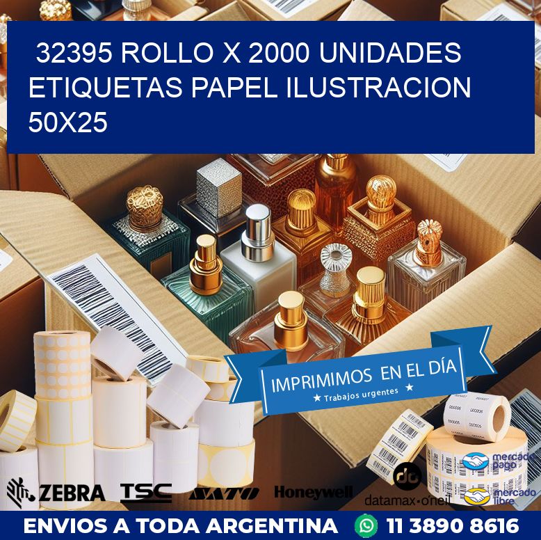 32395 ROLLO X 2000 UNIDADES ETIQUETAS PAPEL ILUSTRACION 50X25