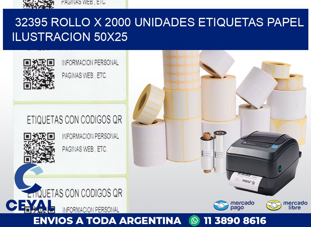 32395 ROLLO X 2000 UNIDADES ETIQUETAS PAPEL ILUSTRACION 50X25