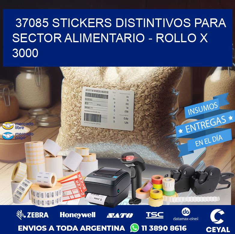 37085 STICKERS DISTINTIVOS PARA SECTOR ALIMENTARIO - ROLLO X 3000
