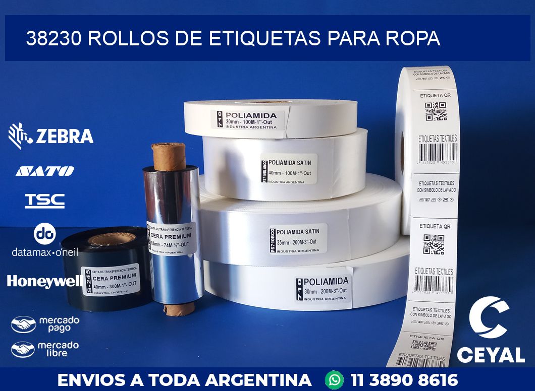 38230 ROLLOS DE ETIQUETAS PARA ROPA