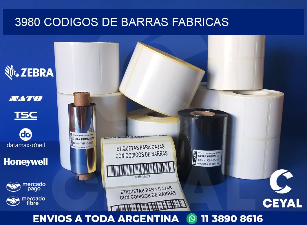 3980 CODIGOS DE BARRAS FABRICAS