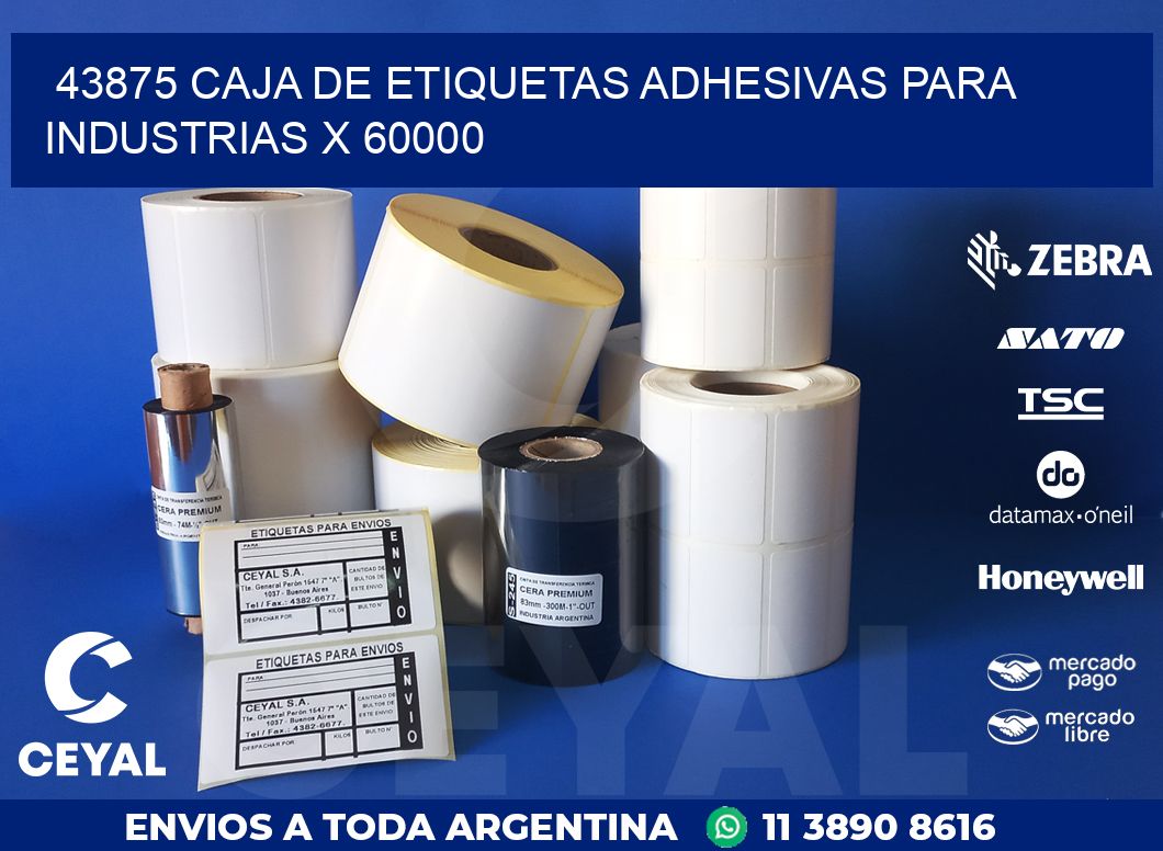 43875 CAJA DE ETIQUETAS ADHESIVAS PARA INDUSTRIAS X 60000