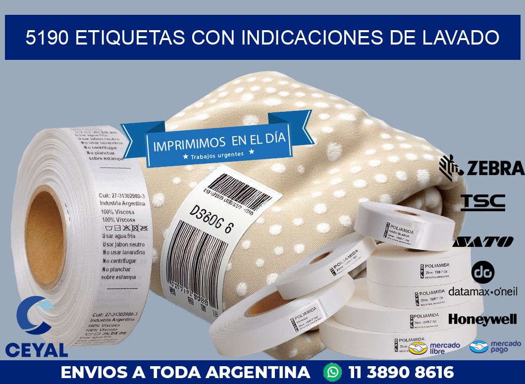 5190 ETIQUETAS CON INDICACIONES DE LAVADO