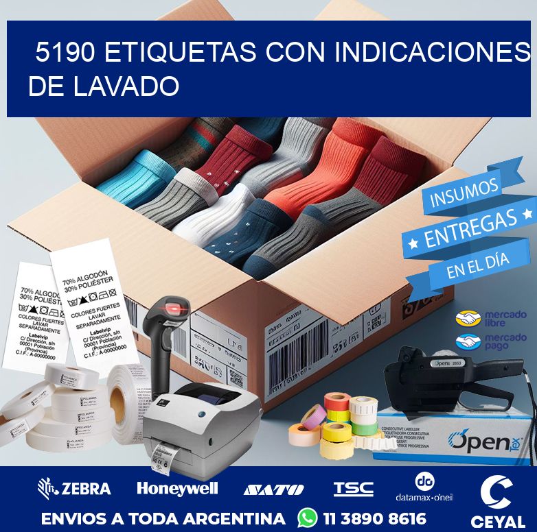 5190 ETIQUETAS CON INDICACIONES DE LAVADO
