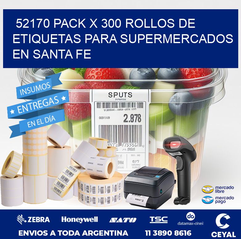 52170 PACK X 300 ROLLOS DE ETIQUETAS PARA SUPERMERCADOS EN SANTA FE