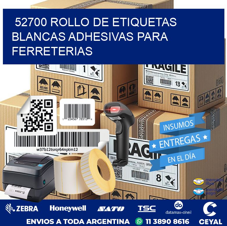 52700 ROLLO DE ETIQUETAS BLANCAS ADHESIVAS PARA FERRETERIAS