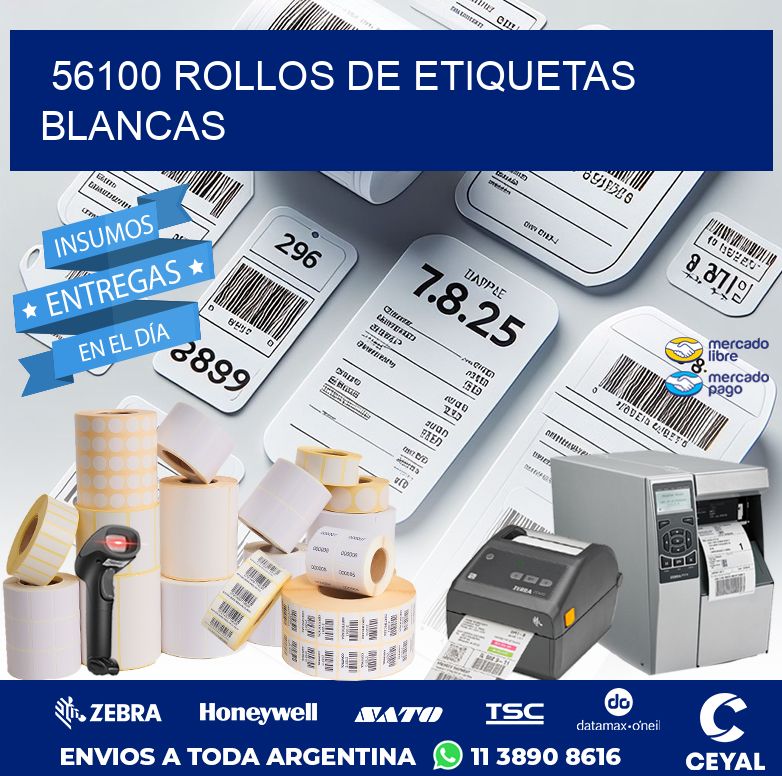 56100 ROLLOS DE ETIQUETAS BLANCAS