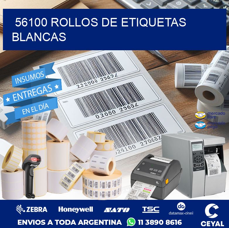 56100 ROLLOS DE ETIQUETAS BLANCAS