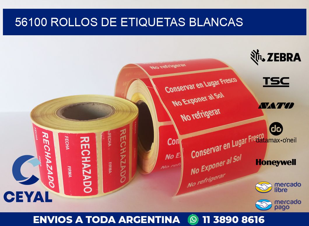 56100 ROLLOS DE ETIQUETAS BLANCAS