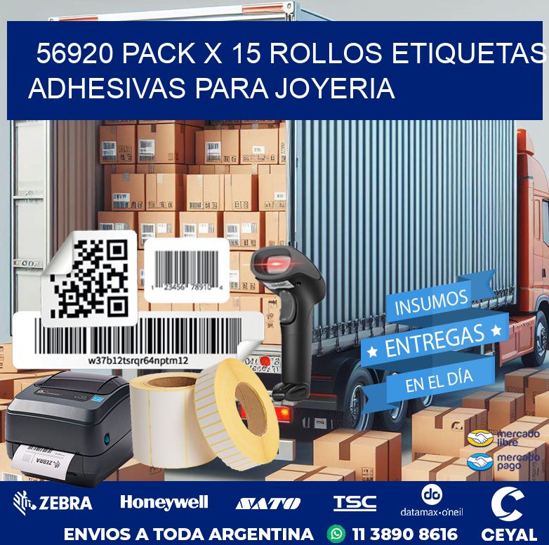 56920 PACK X 15 ROLLOS ETIQUETAS ADHESIVAS PARA JOYERIA