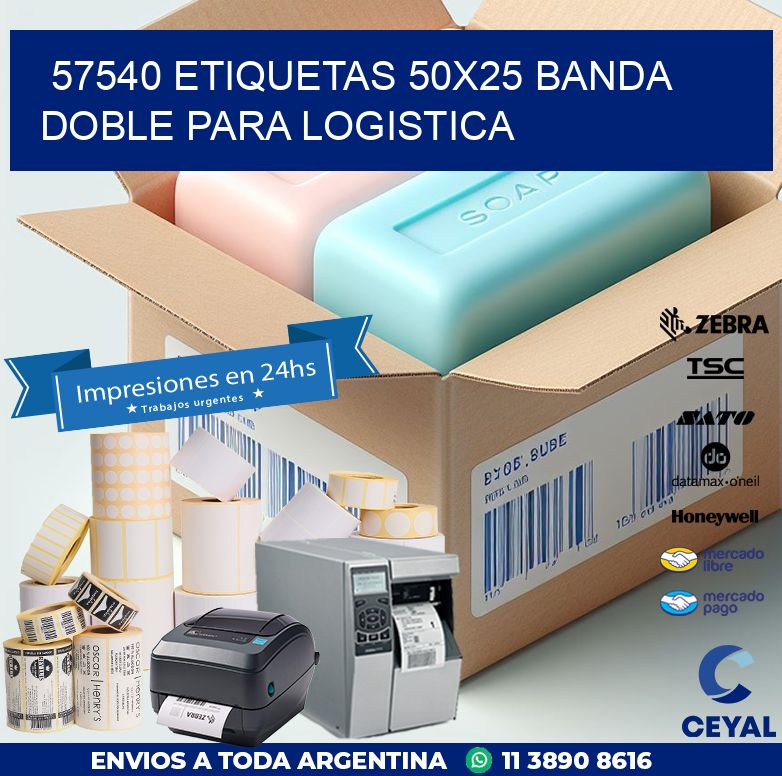 57540 ETIQUETAS 50X25 BANDA DOBLE PARA LOGISTICA