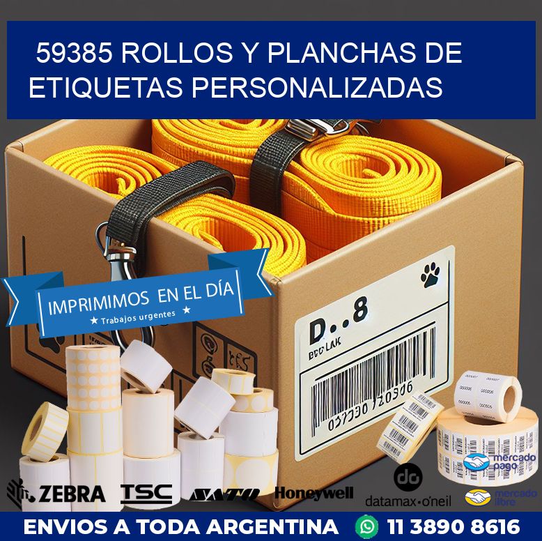 59385 ROLLOS Y PLANCHAS DE ETIQUETAS PERSONALIZADAS