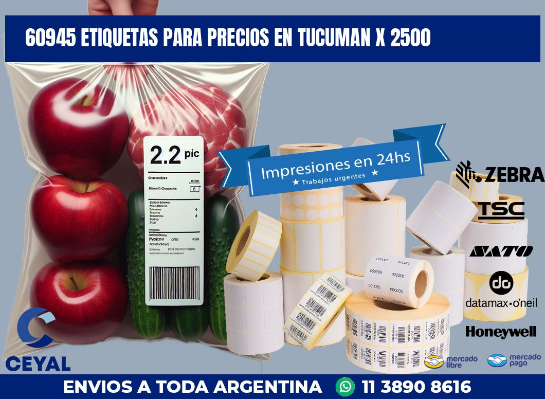 60945 ETIQUETAS PARA PRECIOS EN TUCUMAN X 2500