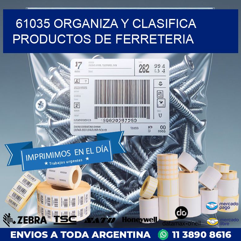 61035 ORGANIZA Y CLASIFICA PRODUCTOS DE FERRETERIA