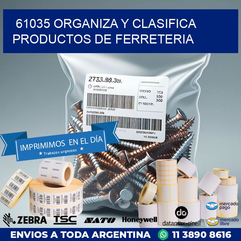 61035 ORGANIZA Y CLASIFICA PRODUCTOS DE FERRETERIA