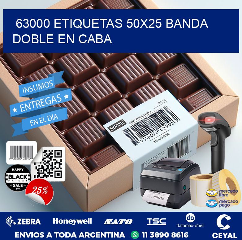 63000 ETIQUETAS 50X25 BANDA DOBLE EN CABA
