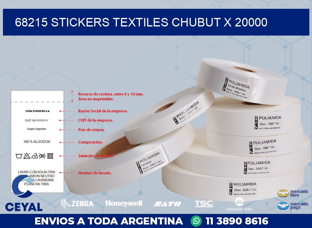 68215 STICKERS TEXTILES CHUBUT X 20000