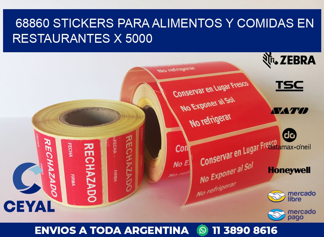 68860 STICKERS PARA ALIMENTOS Y COMIDAS EN RESTAURANTES X 5000