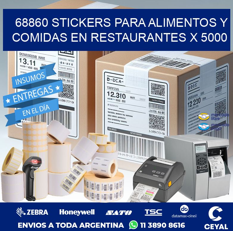 68860 STICKERS PARA ALIMENTOS Y COMIDAS EN RESTAURANTES X 5000