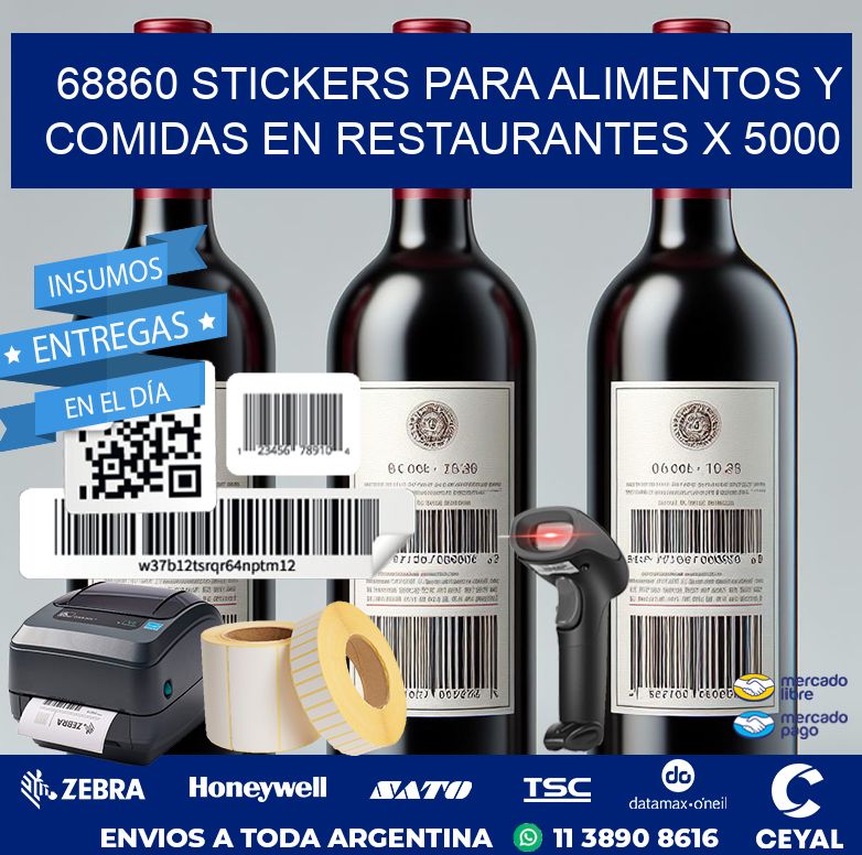 68860 STICKERS PARA ALIMENTOS Y COMIDAS EN RESTAURANTES X 5000