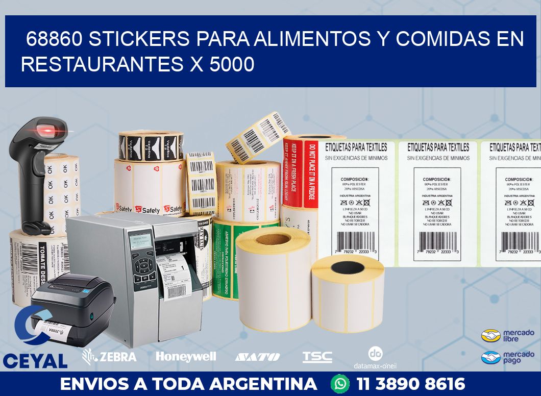 68860 STICKERS PARA ALIMENTOS Y COMIDAS EN RESTAURANTES X 5000