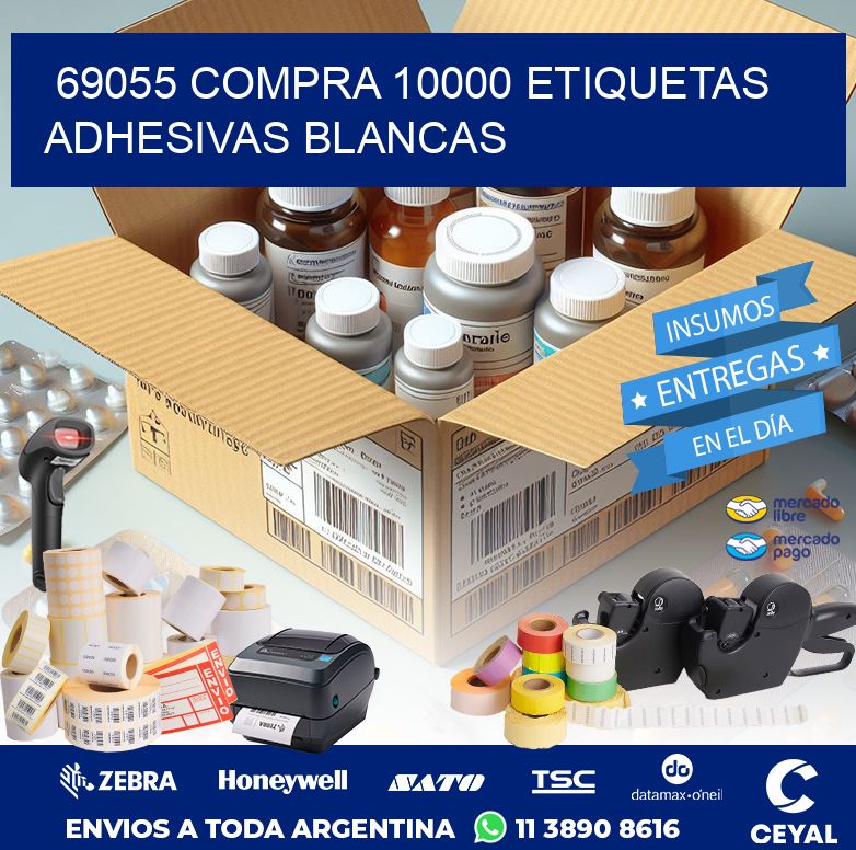 69055 COMPRA 10000 ETIQUETAS ADHESIVAS BLANCAS