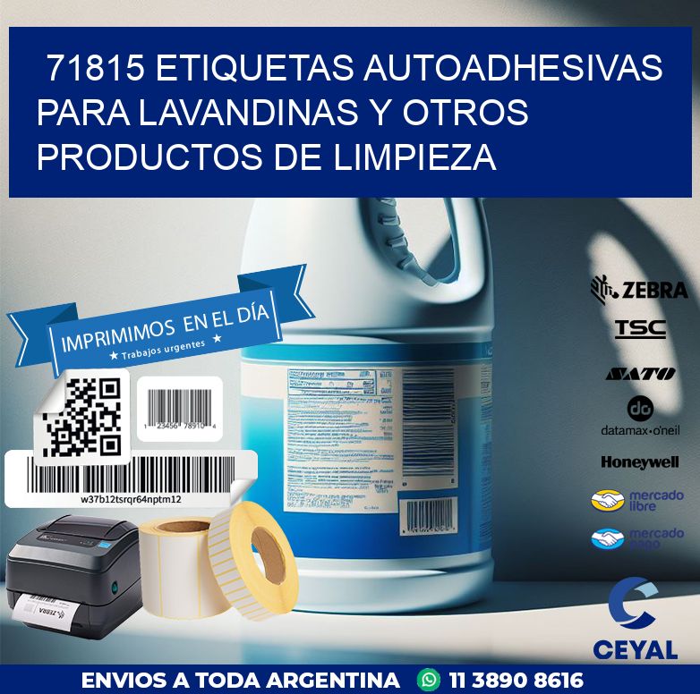 71815 ETIQUETAS AUTOADHESIVAS PARA LAVANDINAS Y OTROS PRODUCTOS DE LIMPIEZA