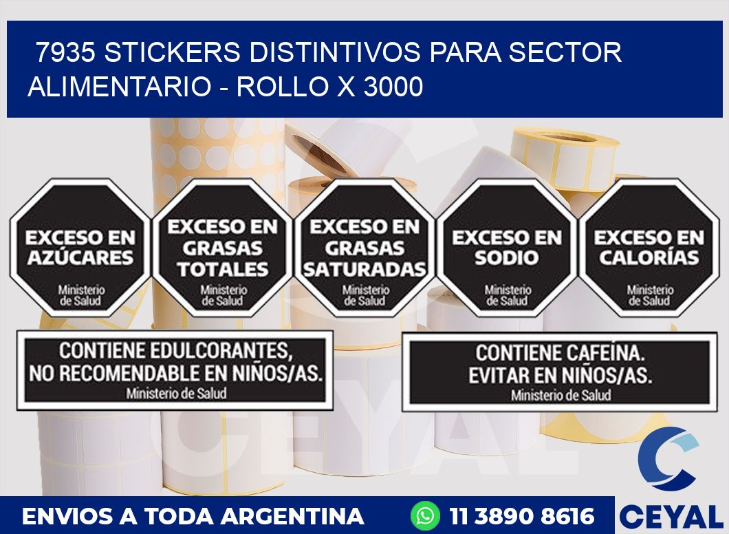 7935 STICKERS DISTINTIVOS PARA SECTOR ALIMENTARIO - ROLLO X 3000