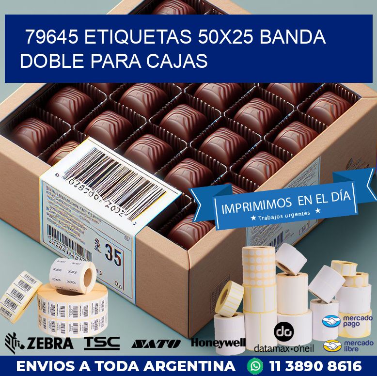 79645 ETIQUETAS 50X25 BANDA DOBLE PARA CAJAS