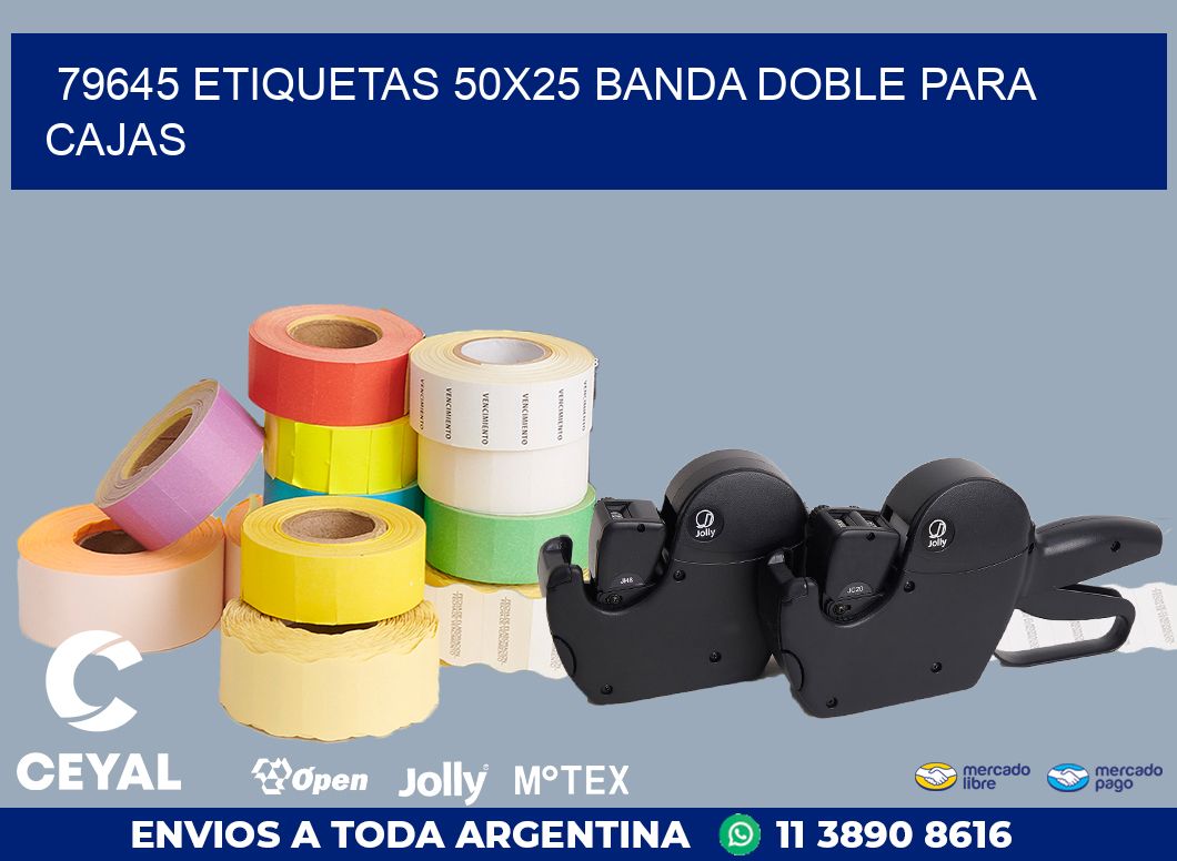 79645 ETIQUETAS 50X25 BANDA DOBLE PARA CAJAS