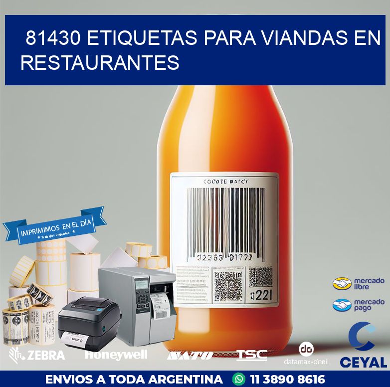 81430 ETIQUETAS PARA VIANDAS EN RESTAURANTES