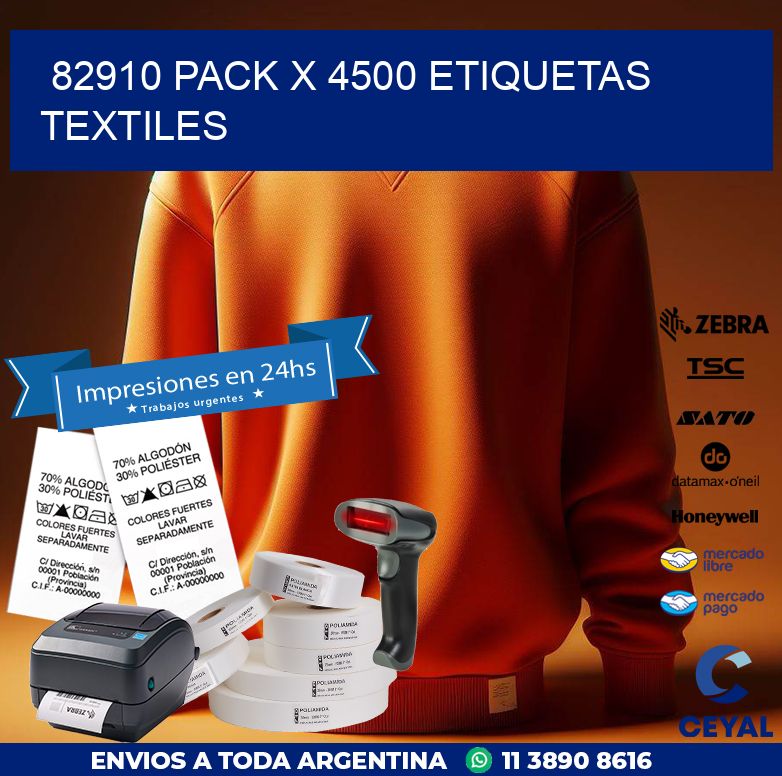 82910 PACK X 4500 ETIQUETAS TEXTILES