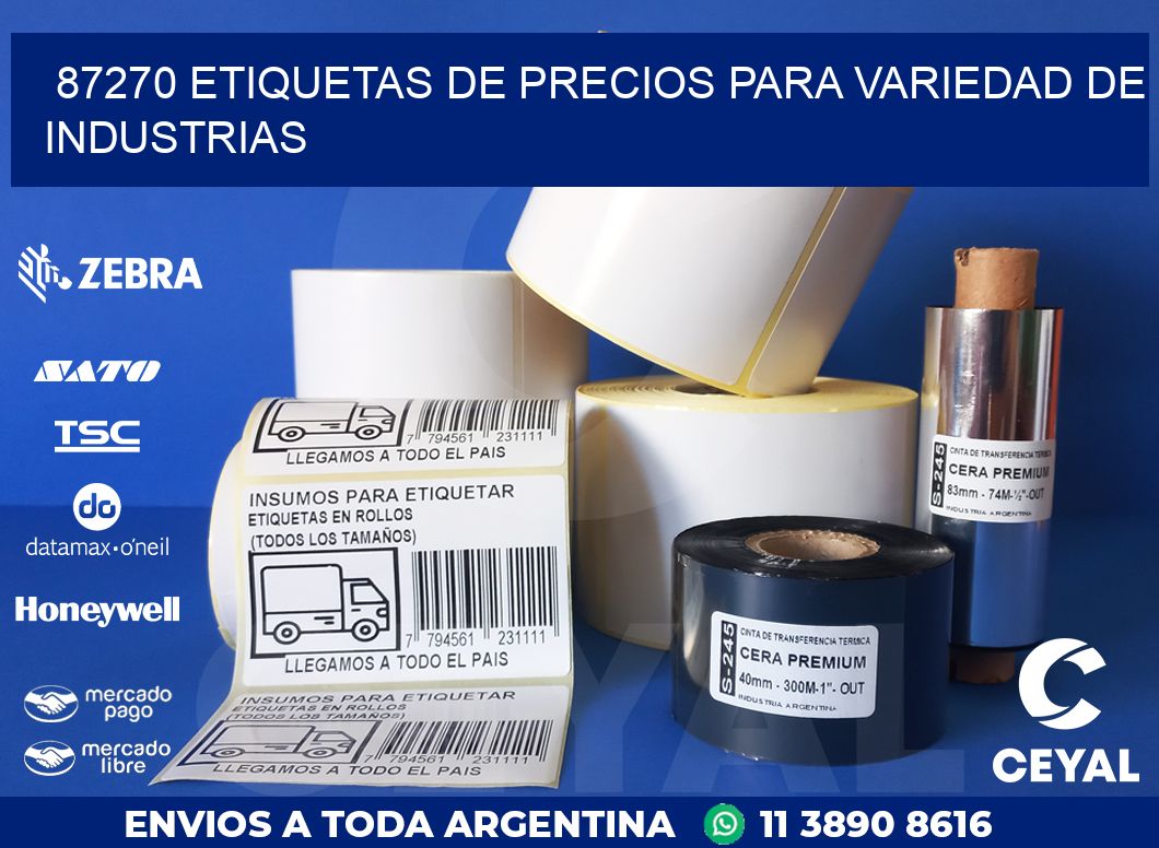 87270 ETIQUETAS DE PRECIOS PARA VARIEDAD DE INDUSTRIAS