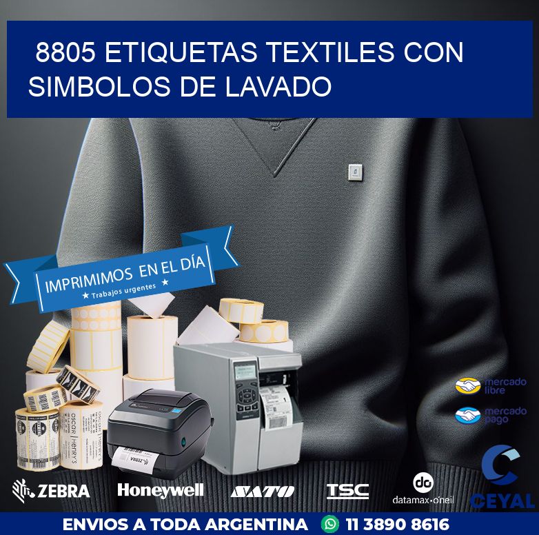 8805 ETIQUETAS TEXTILES CON SIMBOLOS DE LAVADO