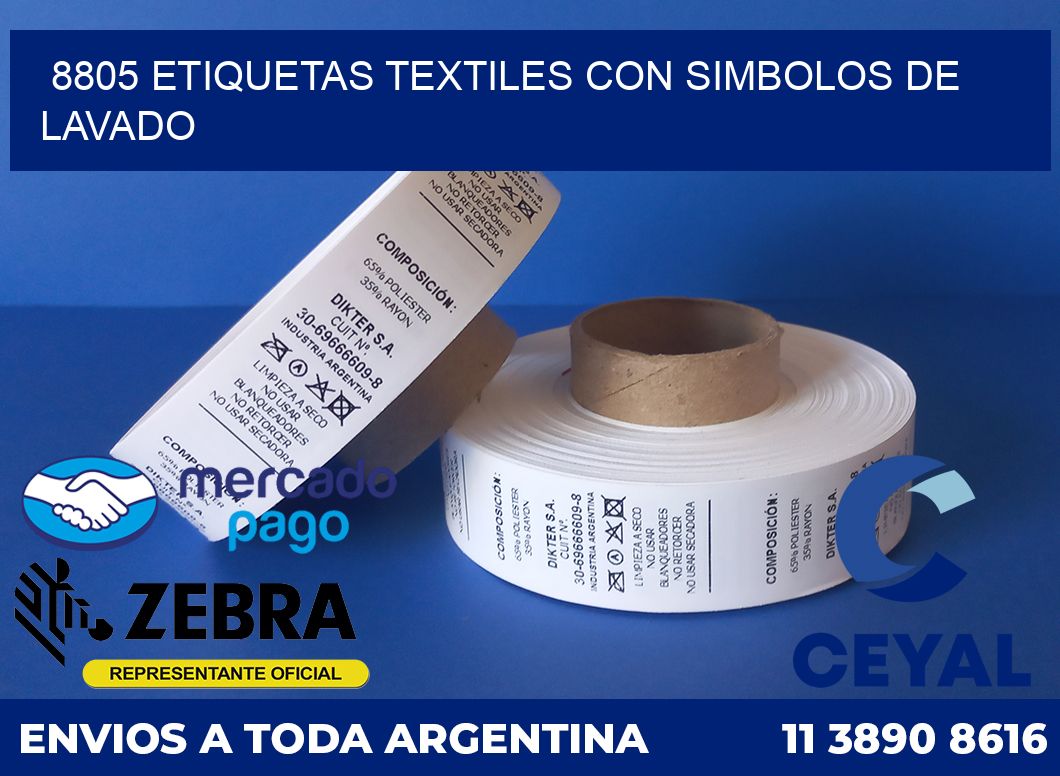 8805 ETIQUETAS TEXTILES CON SIMBOLOS DE LAVADO