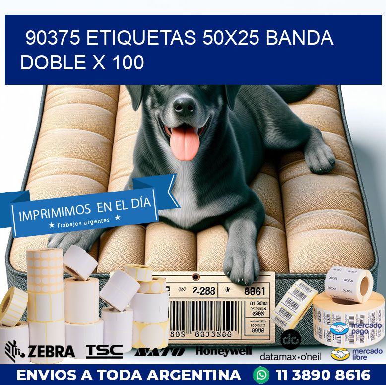 90375 ETIQUETAS 50X25 BANDA DOBLE X 100