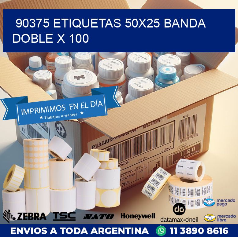 90375 ETIQUETAS 50X25 BANDA DOBLE X 100
