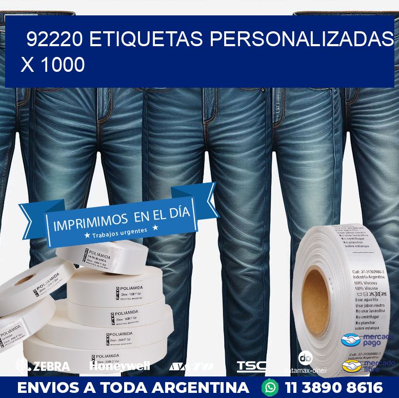 92220 ETIQUETAS PERSONALIZADAS X 1000