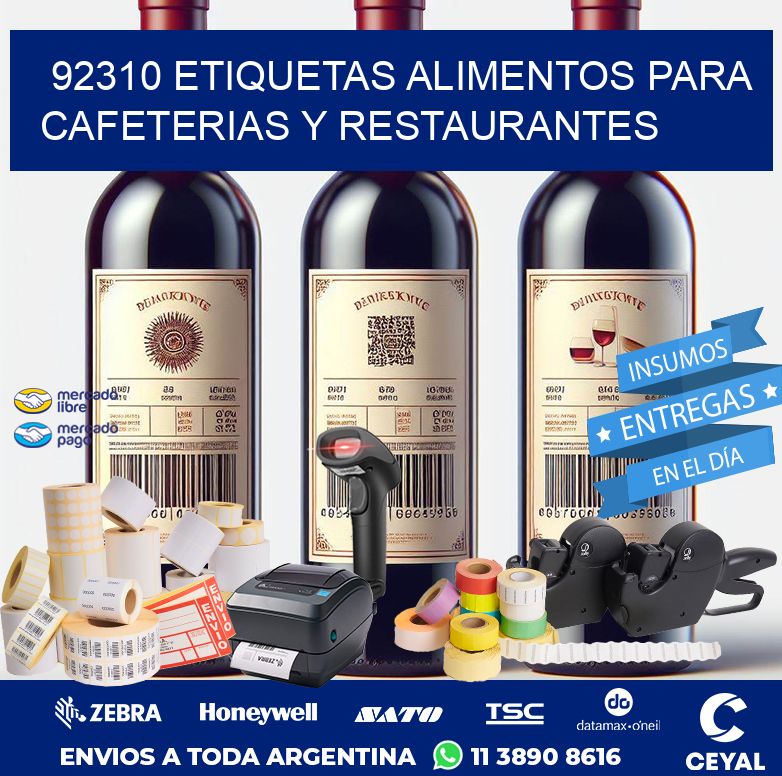 92310 ETIQUETAS ALIMENTOS PARA CAFETERIAS Y RESTAURANTES
