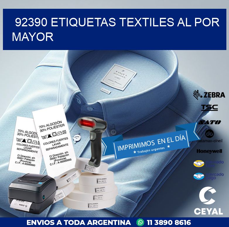 92390 ETIQUETAS TEXTILES AL POR MAYOR