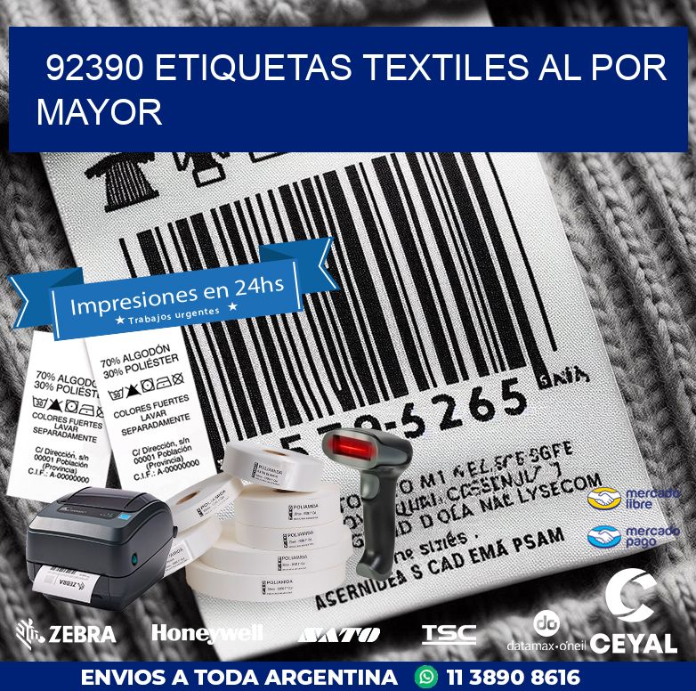 92390 ETIQUETAS TEXTILES AL POR MAYOR